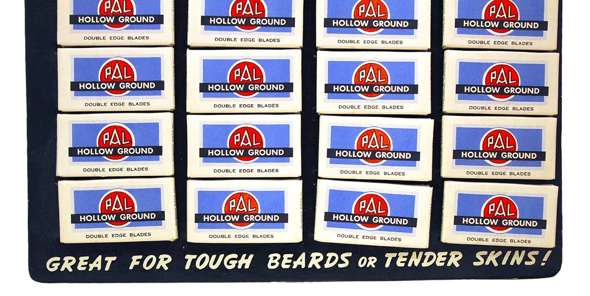 1930s PAL HOLLOW GROUND RAZOR BLADE STORE COUNTERTOP ADVERTISING DISPLAY MINT