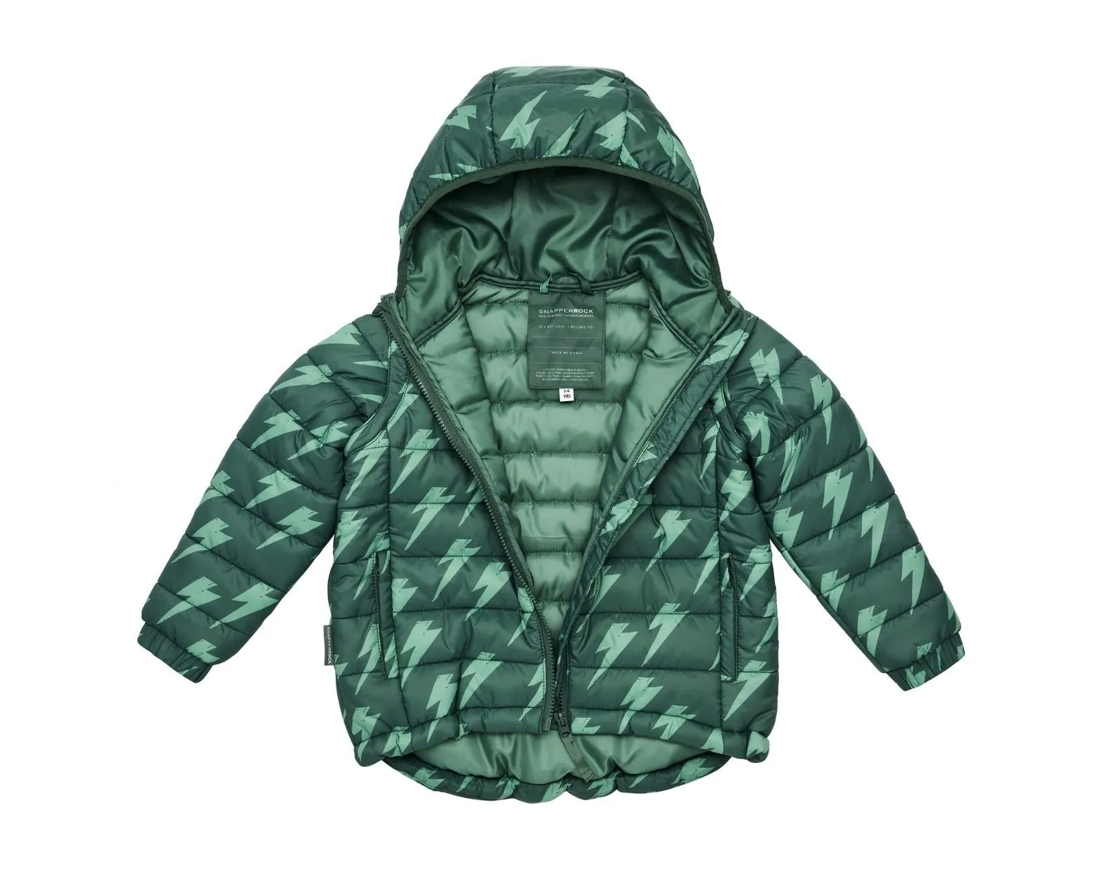 2 in 1 Puffer Jacket & Vest - Lightning Bolt