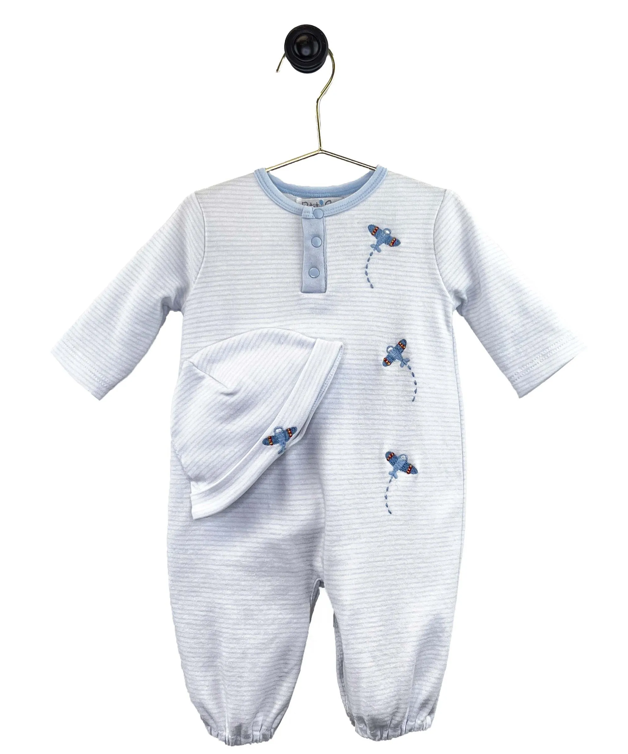 2 Piece Boys Airplane Convertible Gown w/Hat