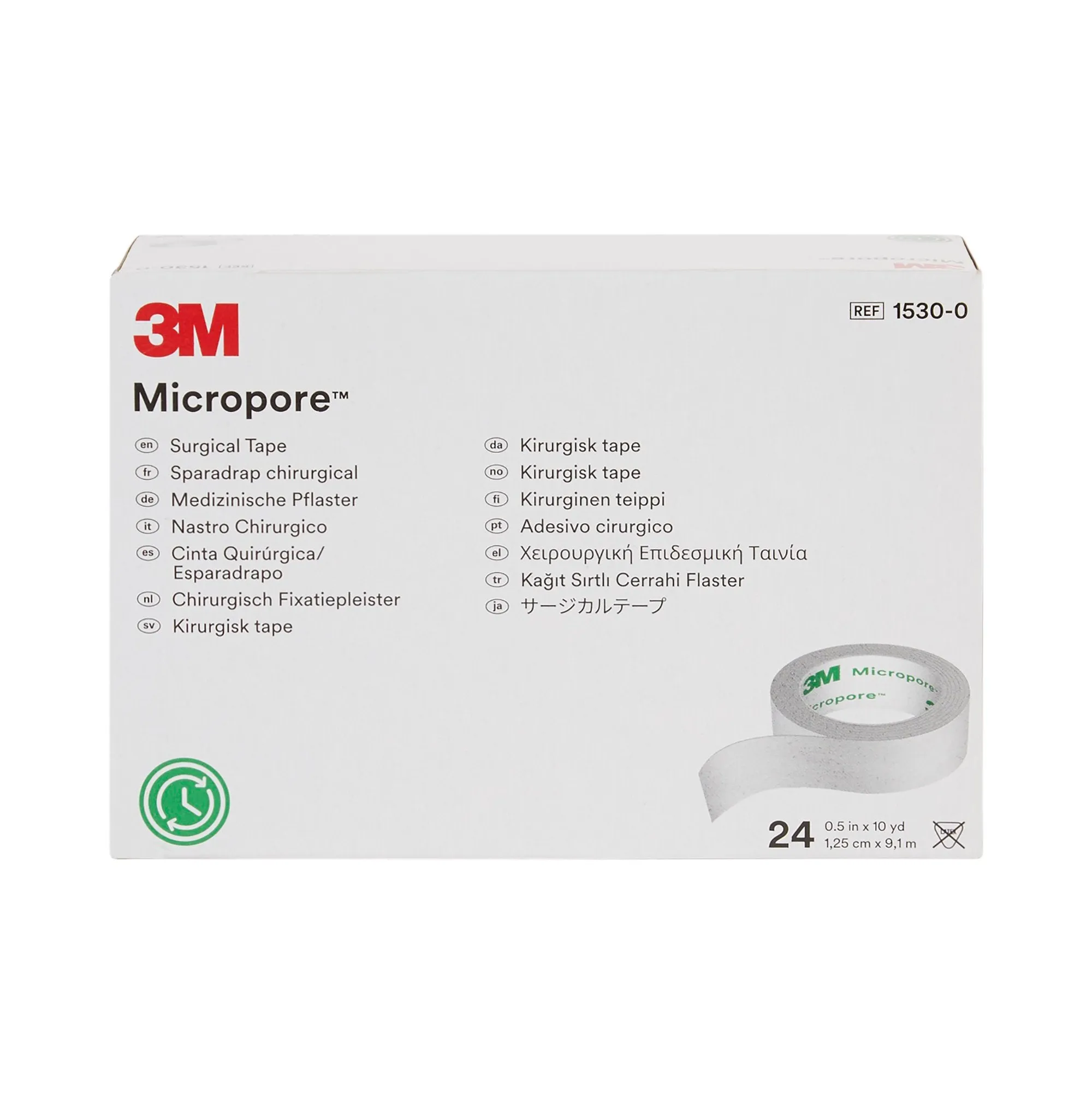 3M™ Micropore™ Paper Medical Tape, 1/2 Inch x 10 Yard, White, 1 Box of 24