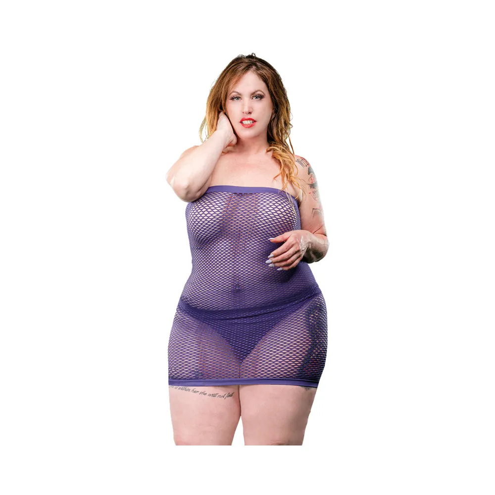 All Over Mesh Tube Dress - Violet - 1x-4x