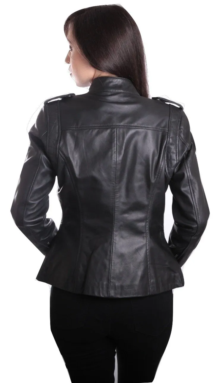 Allie Womens Black Leather Jacket