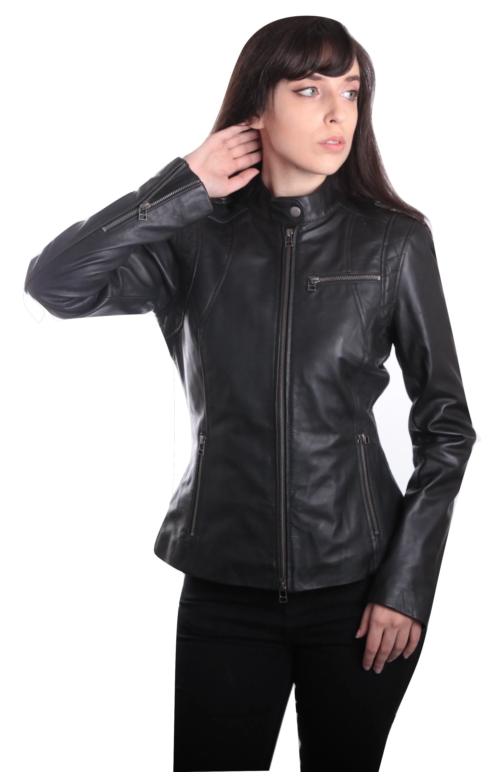 Allie Womens Black Leather Jacket