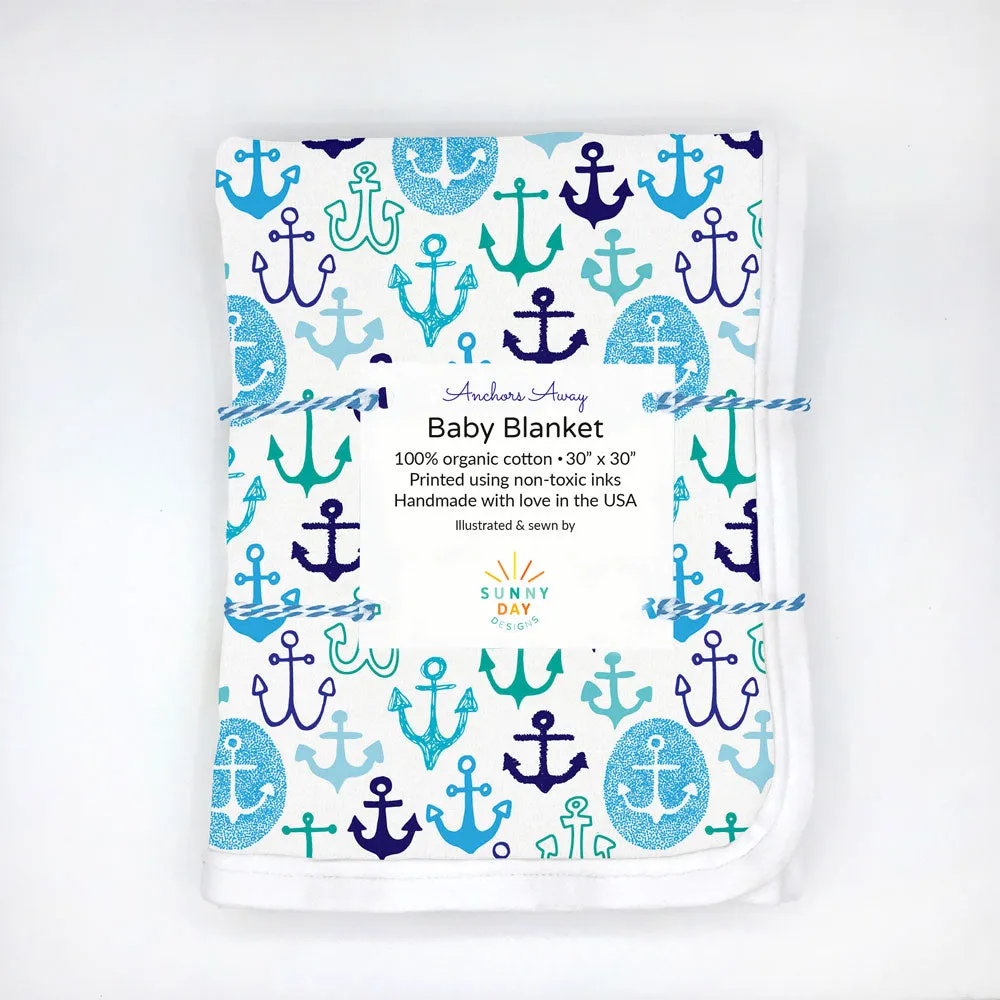 Anchors Away Receiving Baby Blanket - Organic Cotton