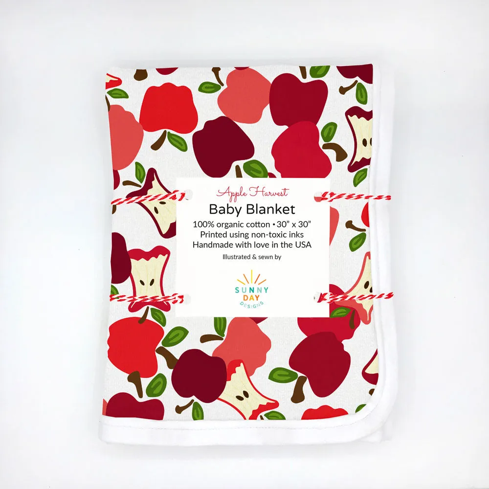 Apple Harvest Receiving Baby Blanket - Organic Cotton