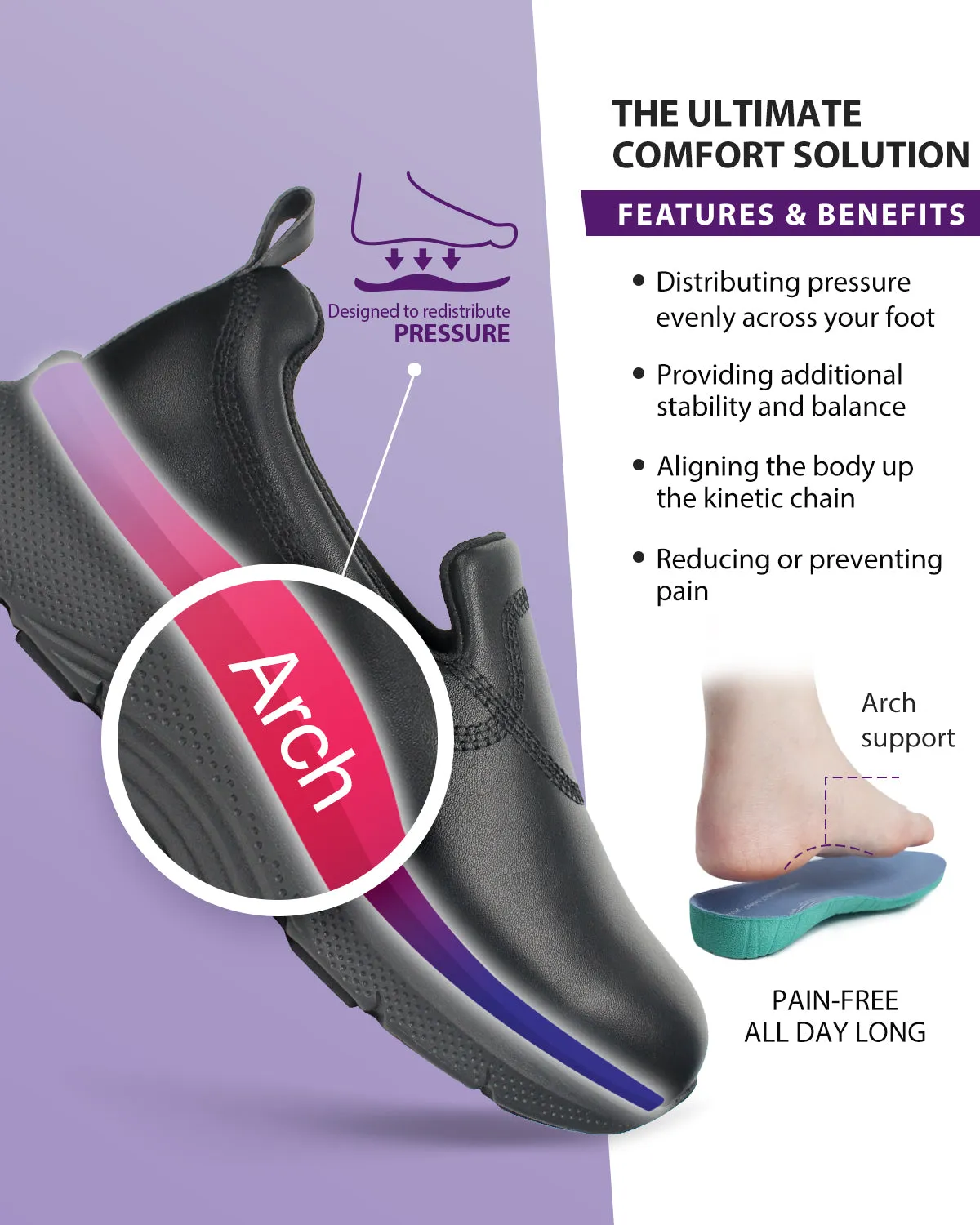 Arch Support Nurse Shoes-Dorez Black