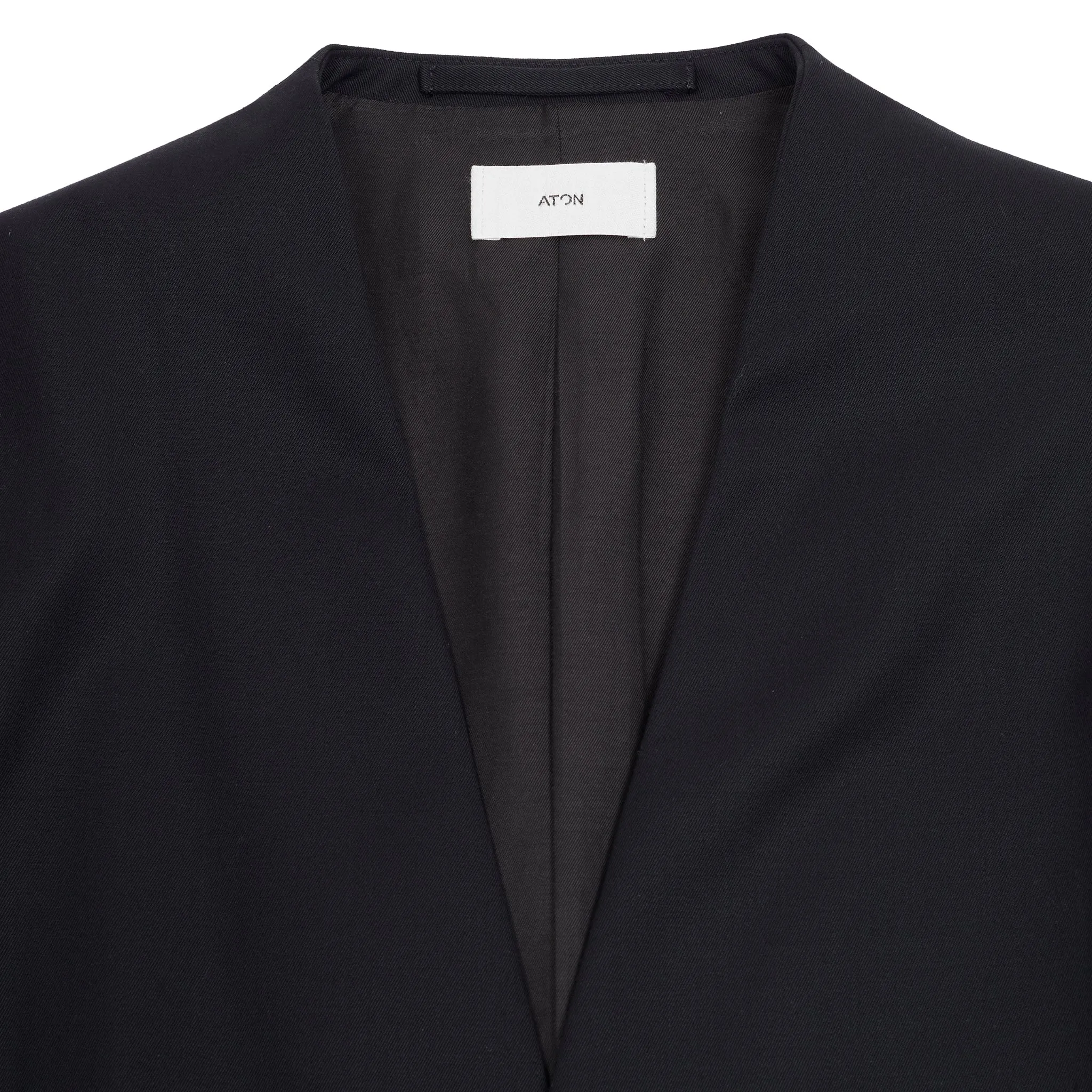 Aton Compact Wool No Collar Jacket in Black