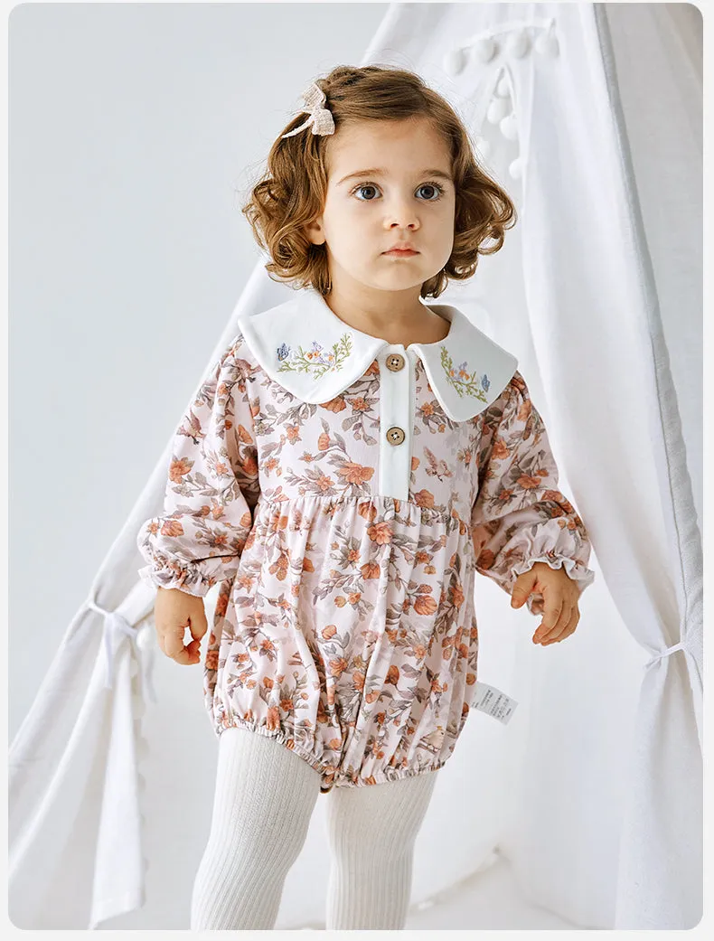 Baby Bird Rain Flower Long Sleeve Bodysuit