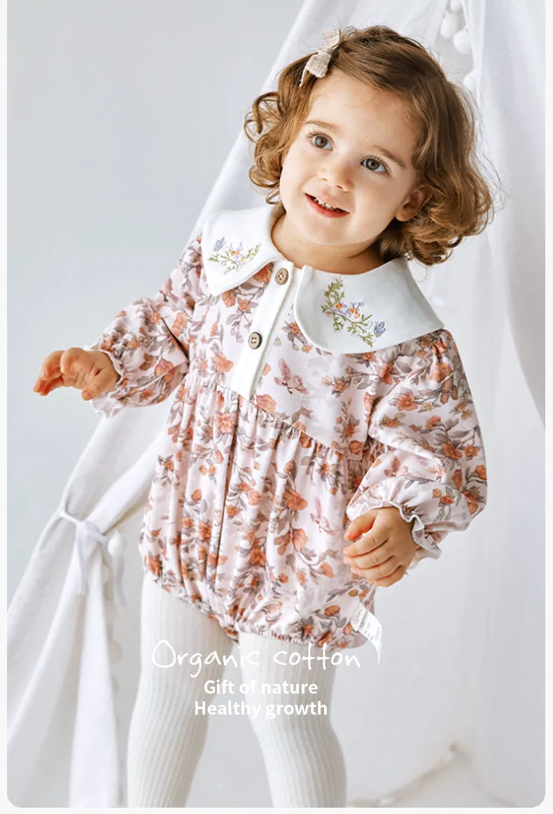 Baby Bird Rain Flower Long Sleeve Bodysuit