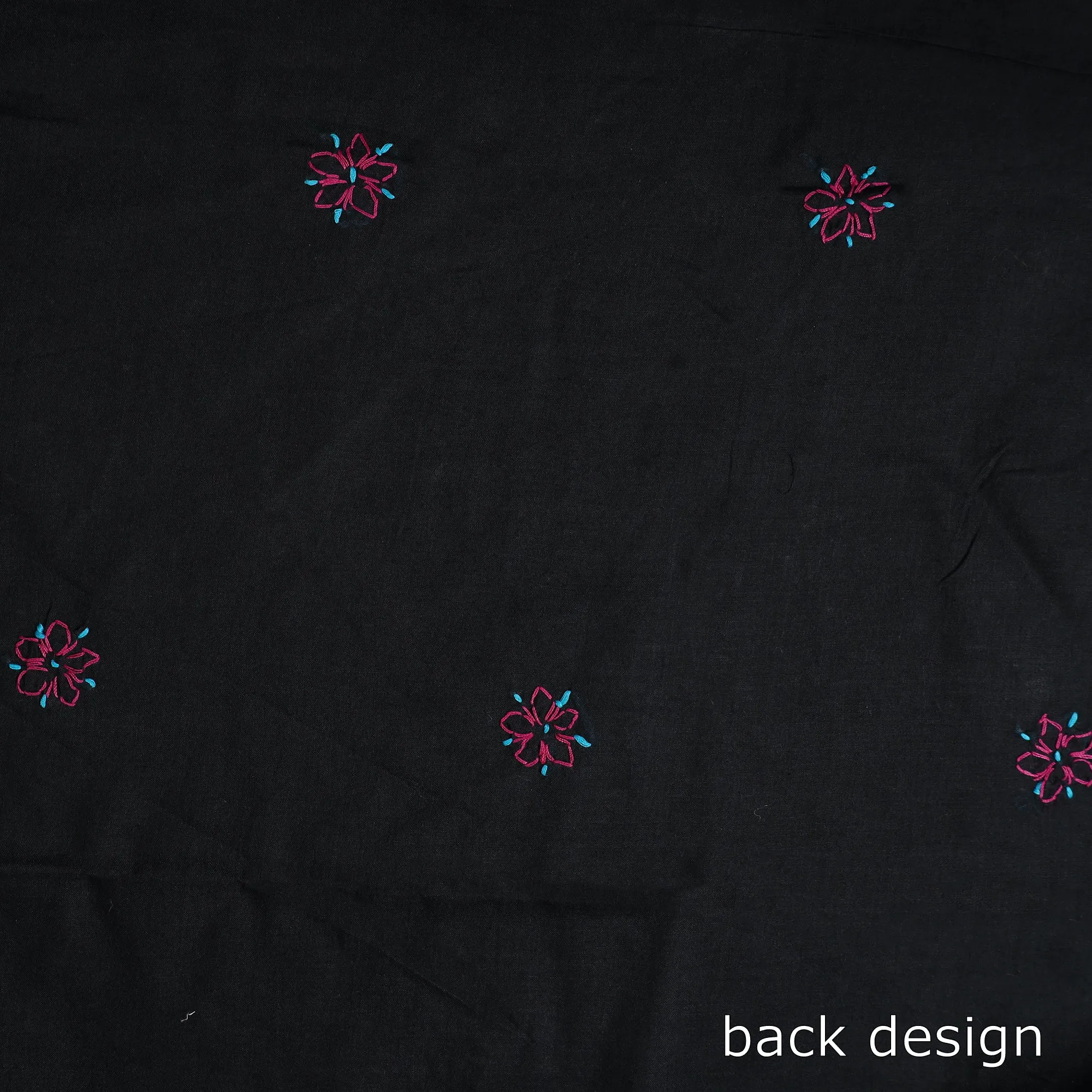 Black - 3pc Hand Embroidery Cotton Chikankari Dress Material 25