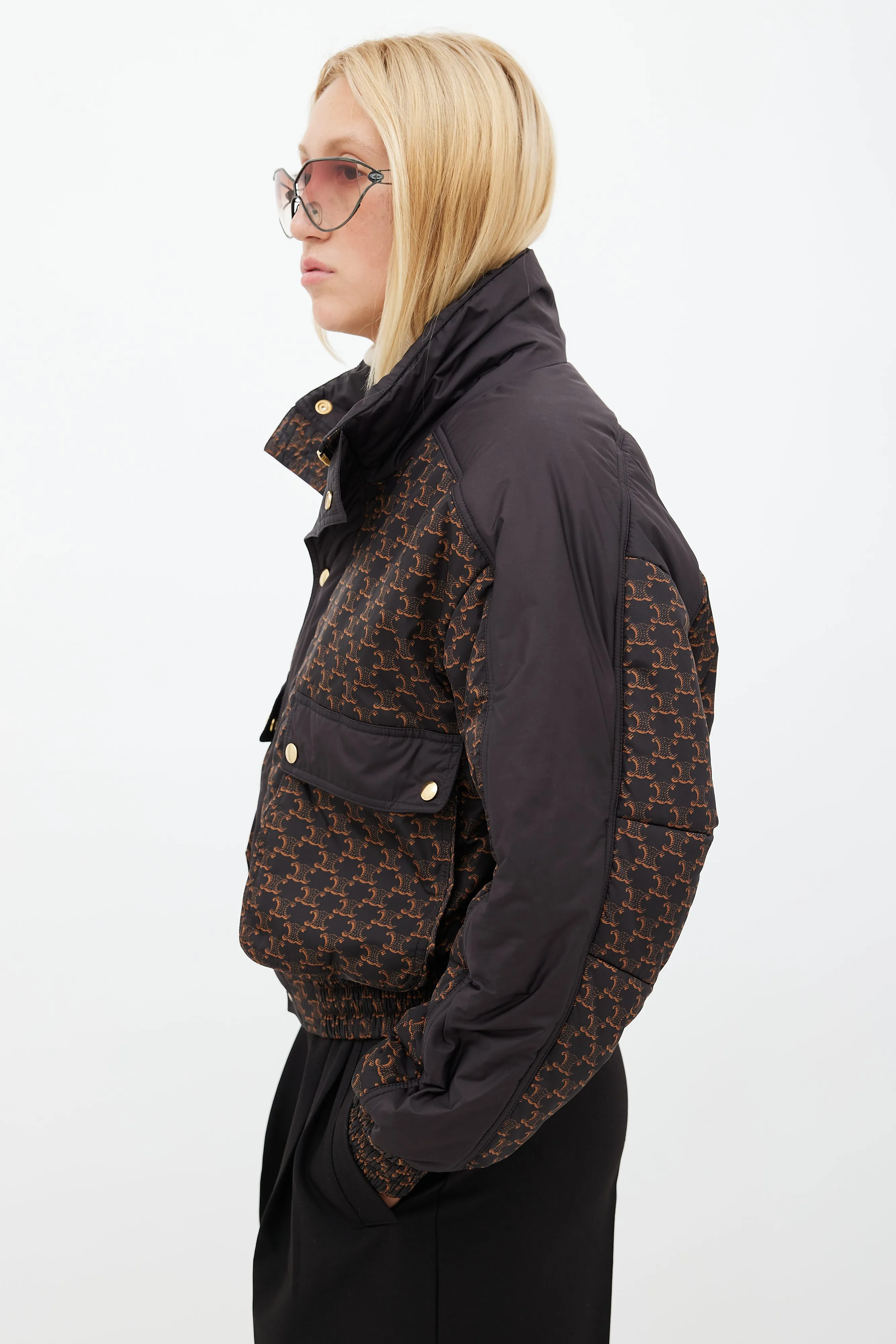 Black & Brown Triomphe Puffer Jacket