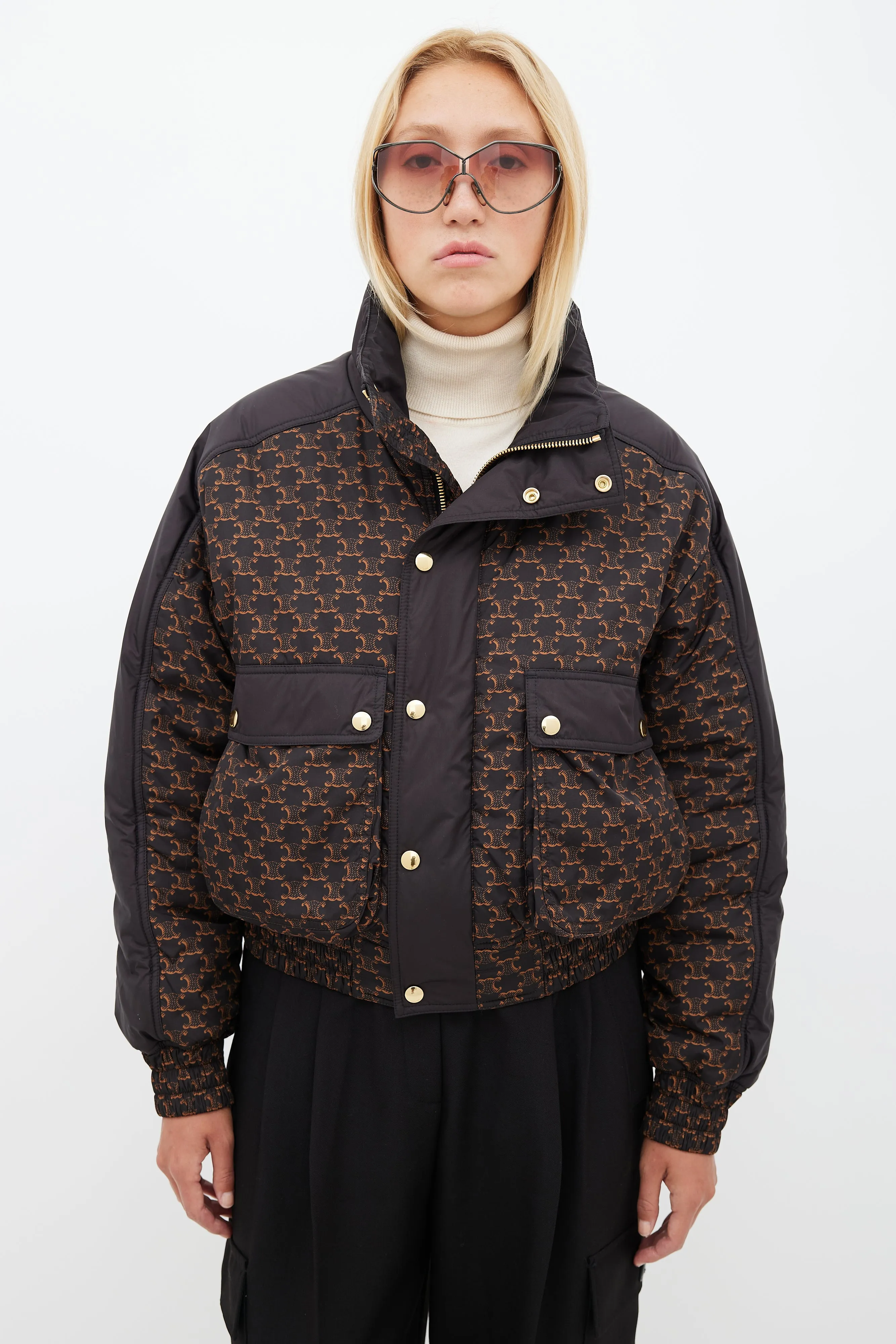 Black & Brown Triomphe Puffer Jacket