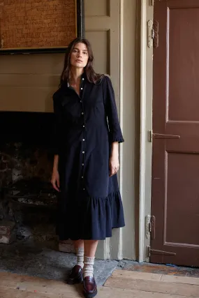 Black Corduroy Saltaire Shirt Dress