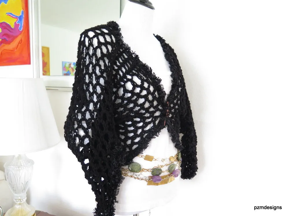 Black Fishnet Crochet Sweater Shrug