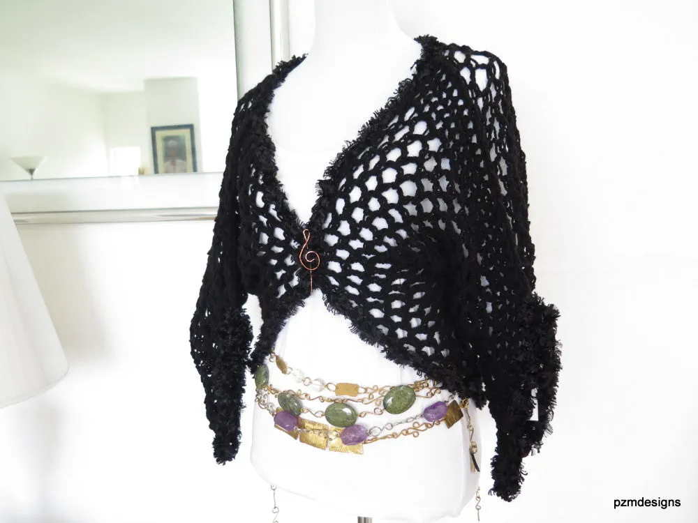 Black Fishnet Crochet Sweater Shrug