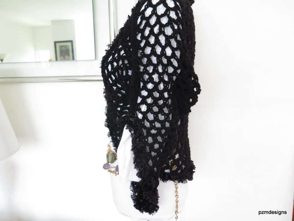 Black Fishnet Crochet Sweater Shrug