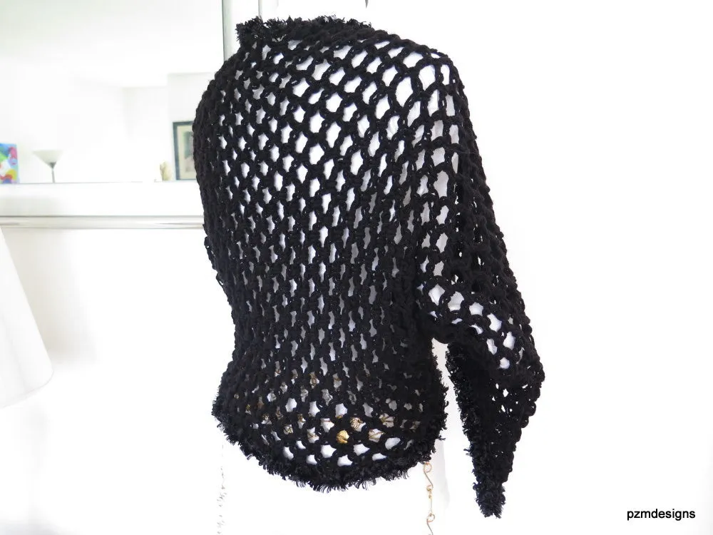 Black Fishnet Crochet Sweater Shrug