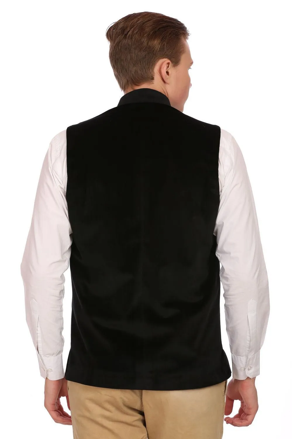 Black Velvet Nehru Jacket with Gold Embroidery