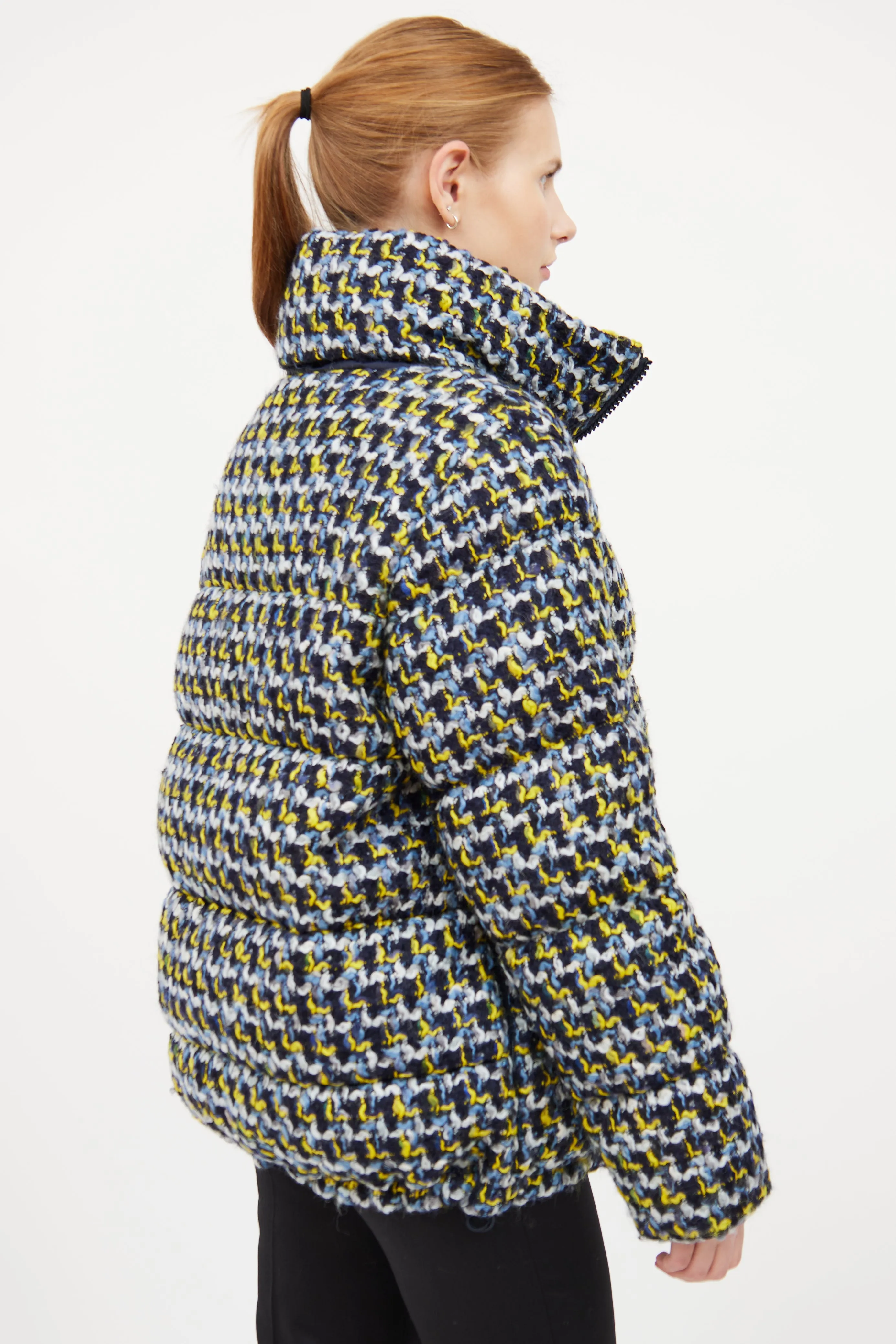 Blue & Multi Woven Puffer Jacket