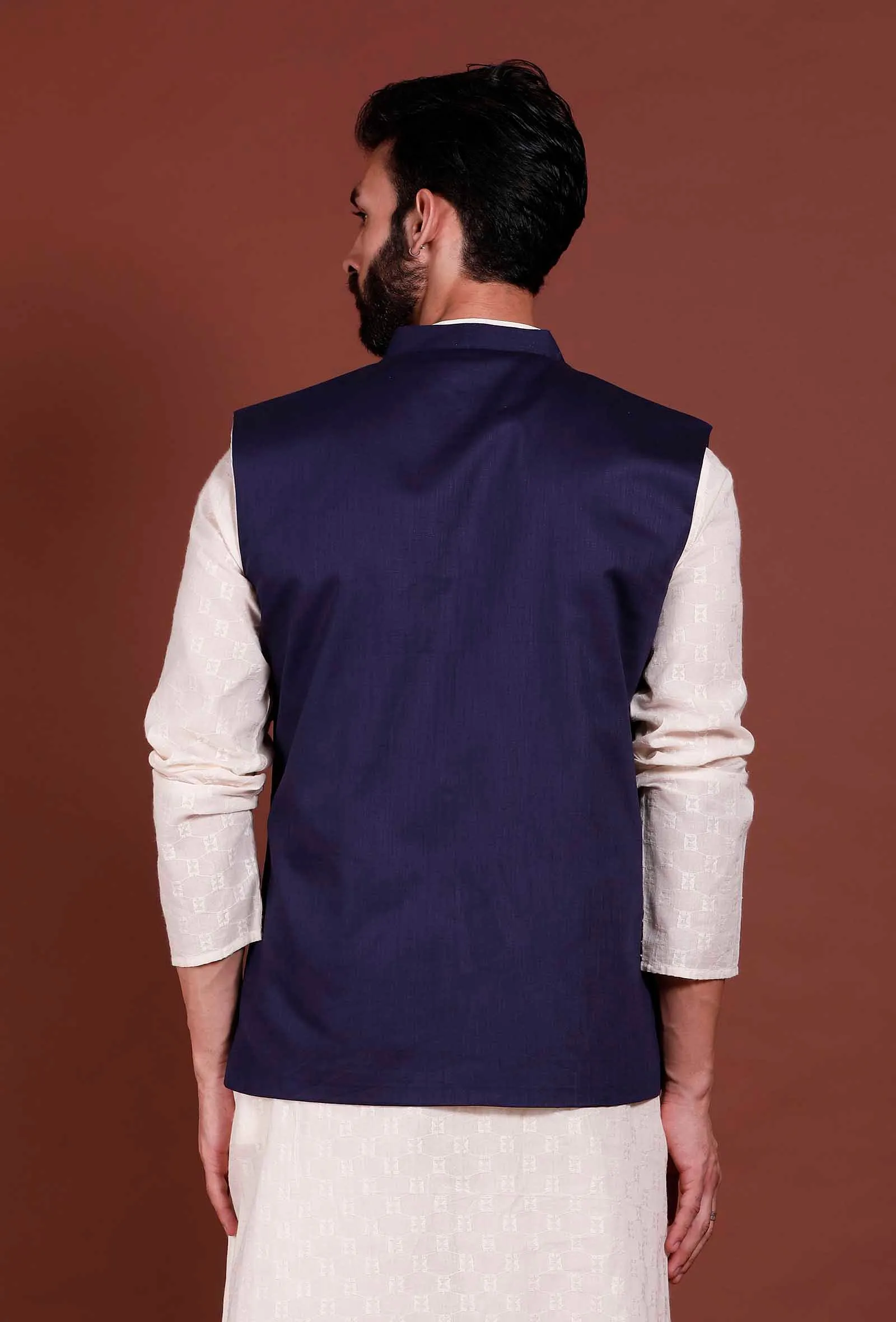 Blue Cotton Nehru Jacket