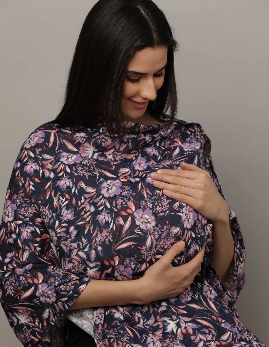 Blue Floral Nursing Cover and Top