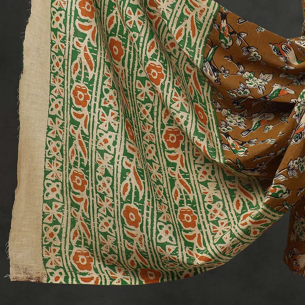 Brown - 2pc Kalamkari Printed Cotton Suit Material Set