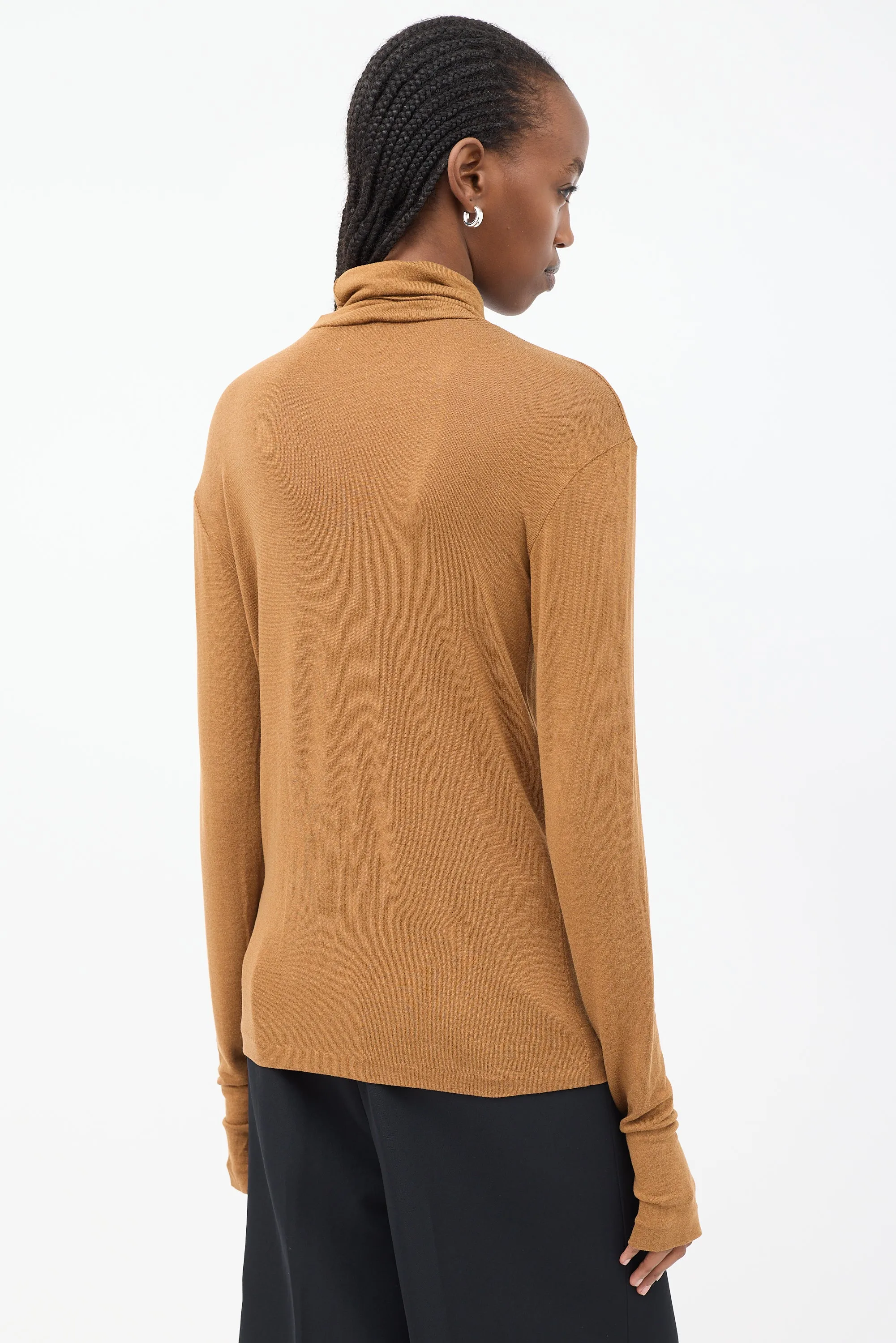 Brown Arenzano Jersey Turtleneck Top