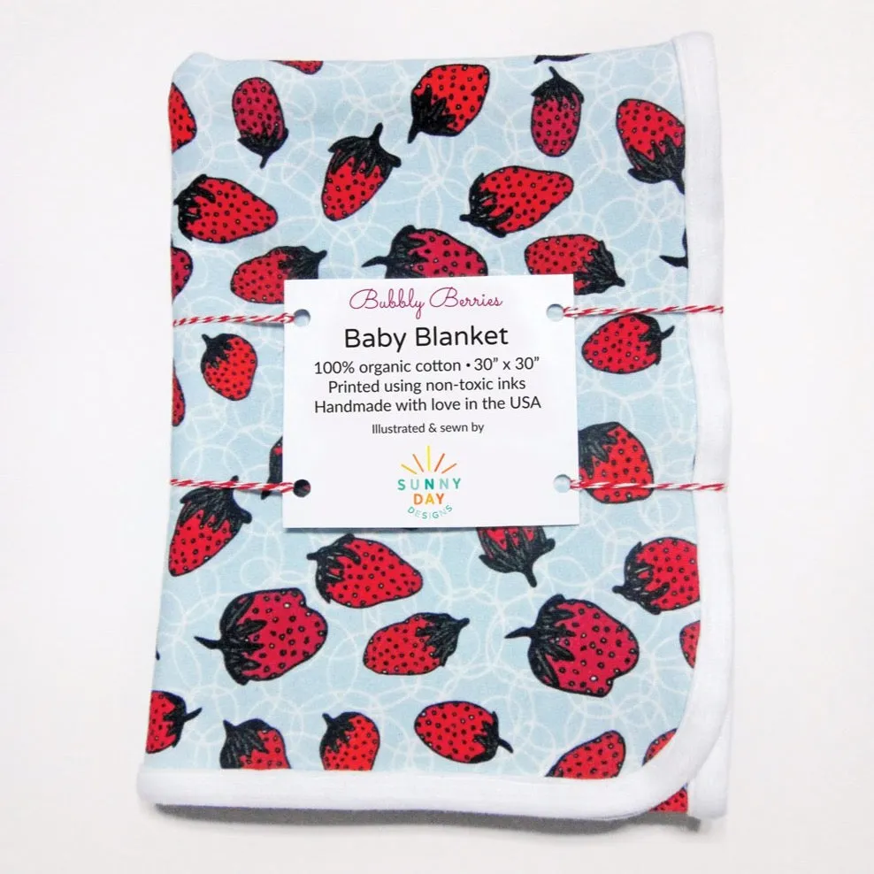 Bubbly Berries Baby Receiving Blanket - Organic Cotton