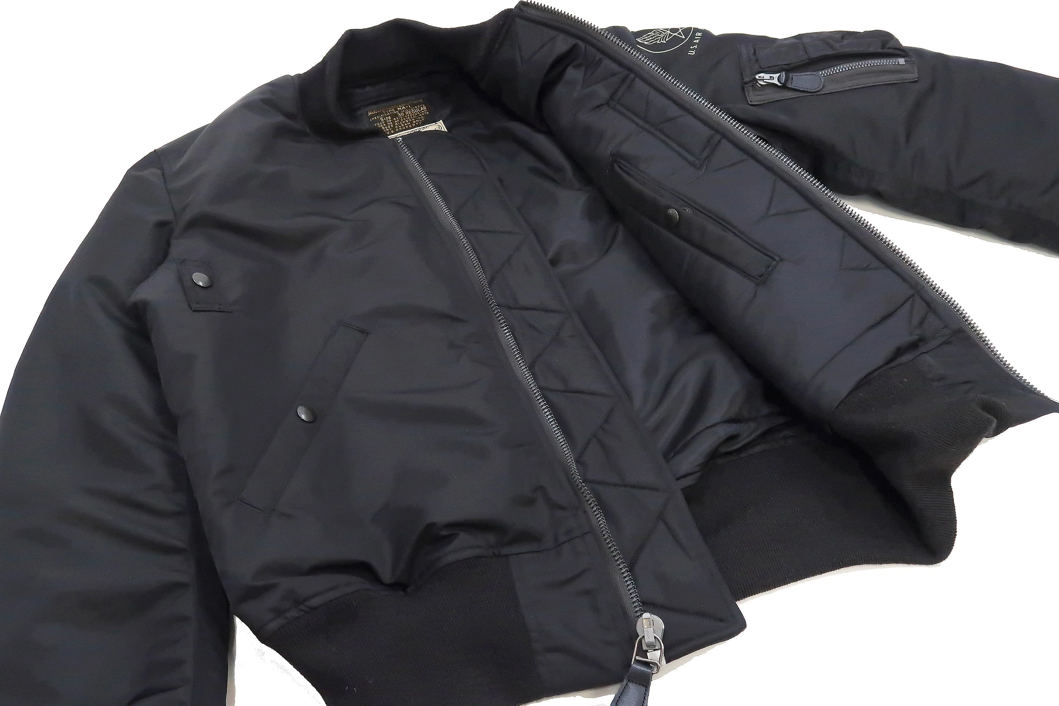 Buzz Rickson MA-1 William Gibson Black MA-1 Flight Jacket Men's MA1 Bomber Jacket Slender Version BR14964