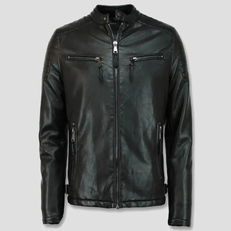 Cafe Racer Biker Leather Jacket for Men