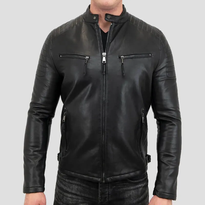 Cafe Racer Biker Leather Jacket for Men