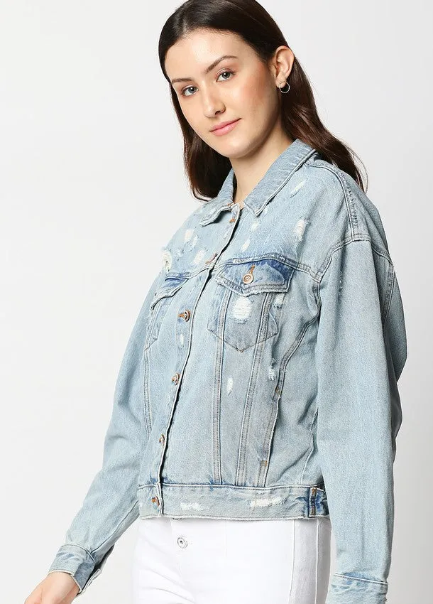 Cairo Light Vintage Blue Oversized Mom Jacket