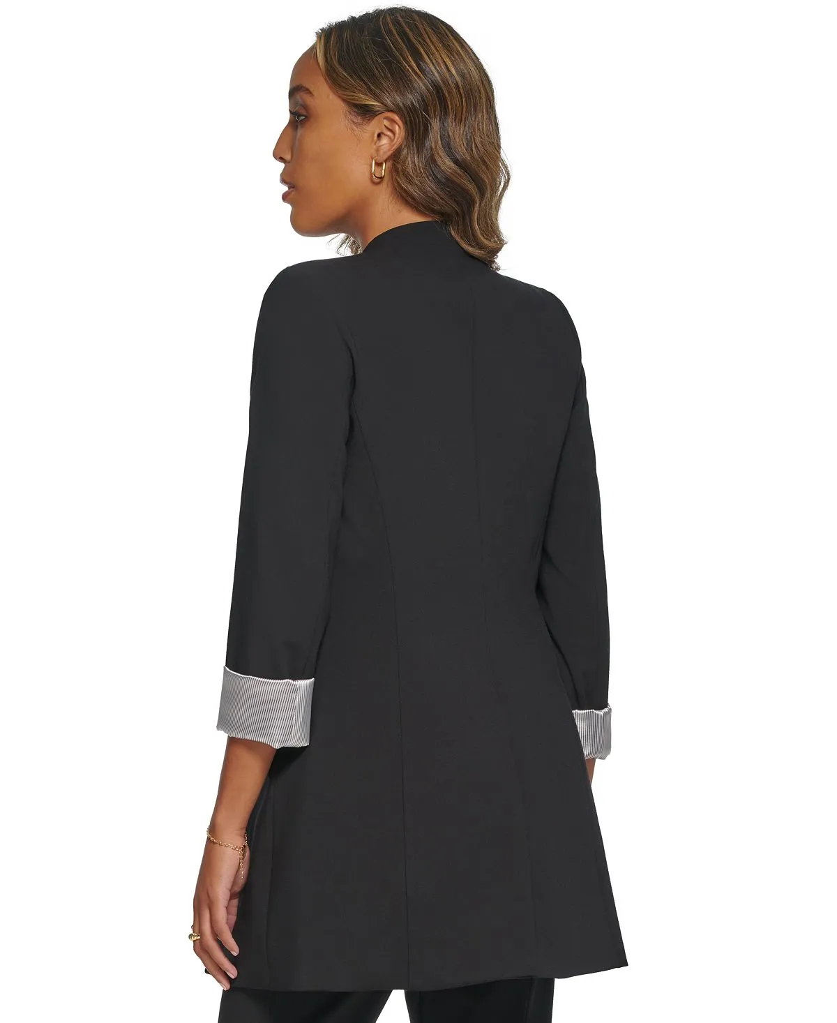 Calvin Klein Women's Open Front Sleeve Blazer, Black