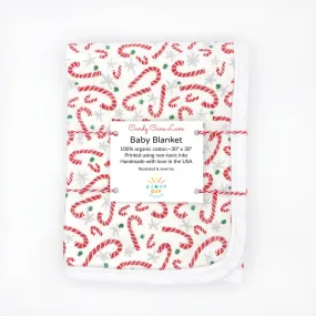 Candy Cane Lane Baby Receiving Blanket - Organic Cotton