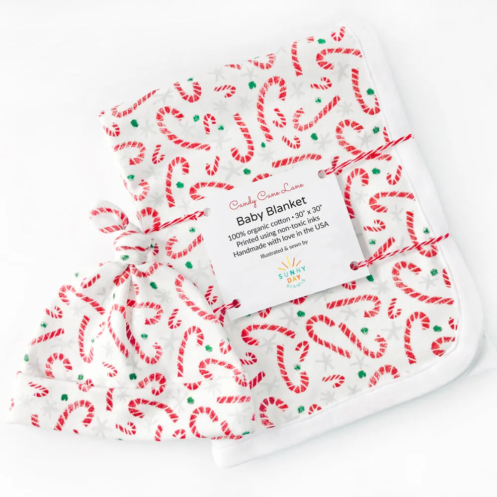 Candy Cane Lane Newborn Hat & Blanket Baby Gift Set