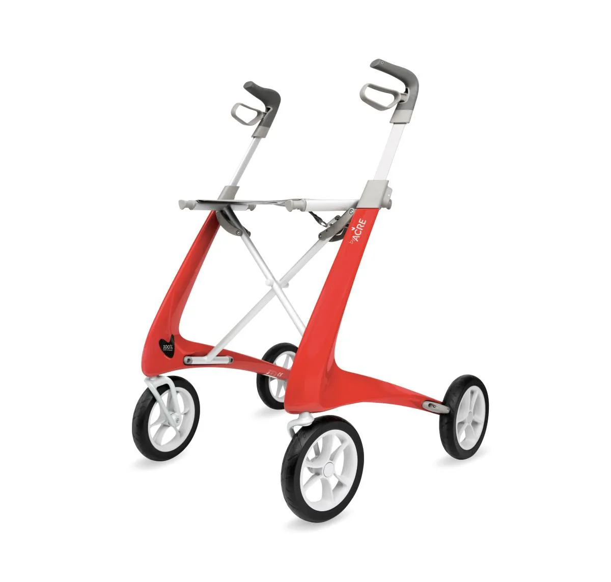 Carbon Fiber Ultralight Rollator, Regular Seat, Red