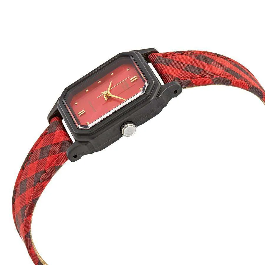 Casio LQ-142LB-4ADF Red Leather Strap Watch for Women