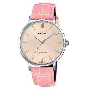 Casio LTP-VT01L-4B Pink Leather Strap Watch for Women