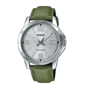 Casio MTP-V004L-3B Green Leather Watch for Men