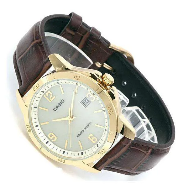 Casio MTP-VS02GL-9ADF Brown Leather Strap Watch for Men