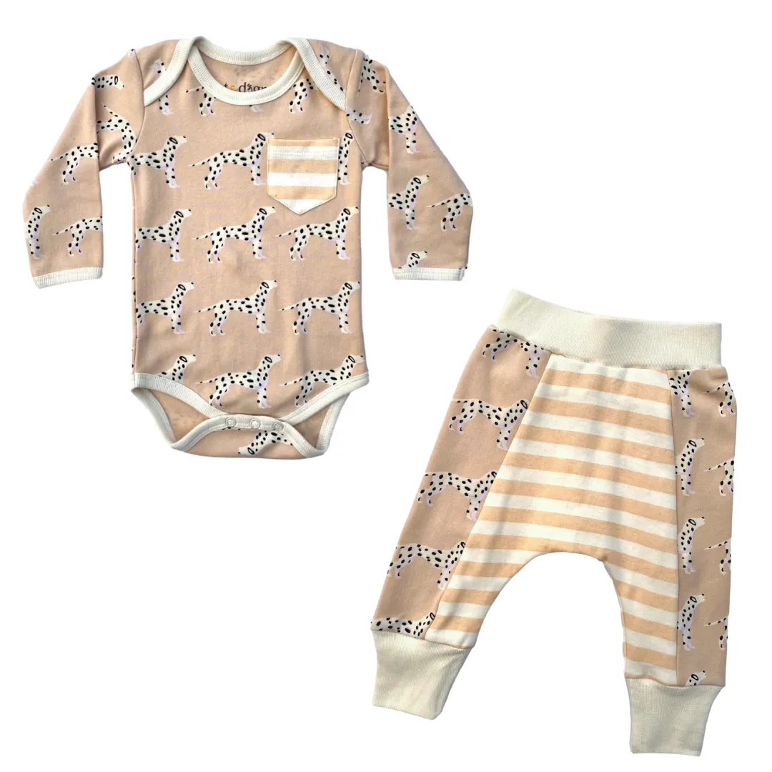 Cat & Dogma - Dalmatian Two-piece Baby Bodysuit & Pants Set