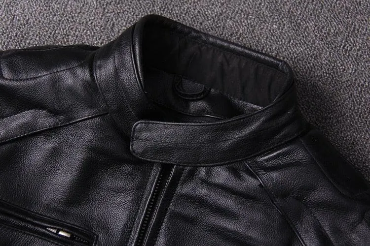 Classic Moto Mens Cafe Racer Style Cowhide Leather Jacket