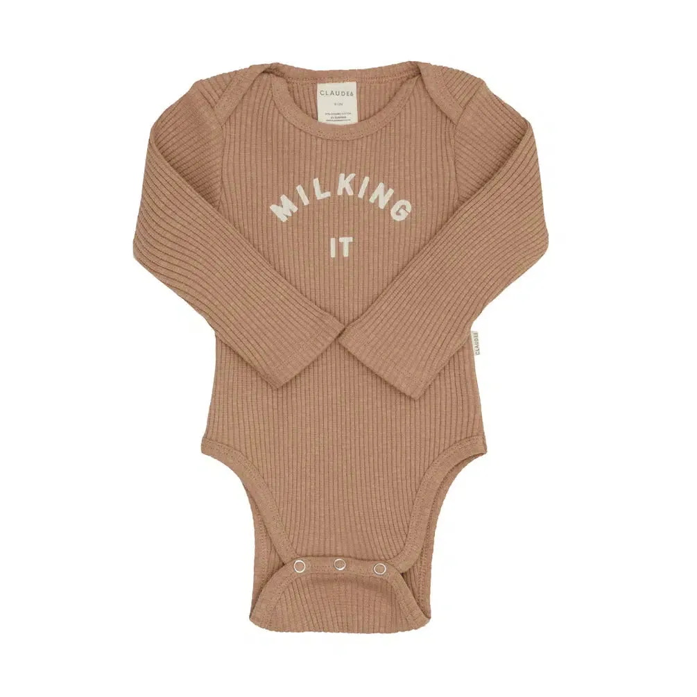 Claude & Co - Milking It baby bodysuit - Chocolate