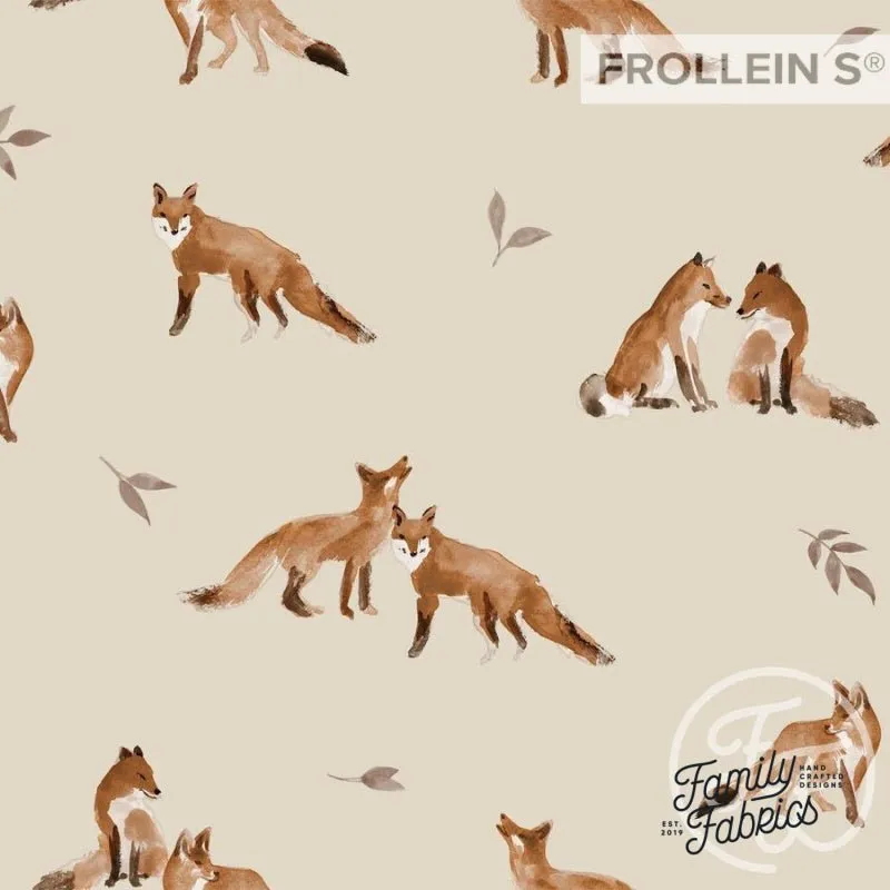 Cotton Jersey Knit Fabric - Watercolor Foxes