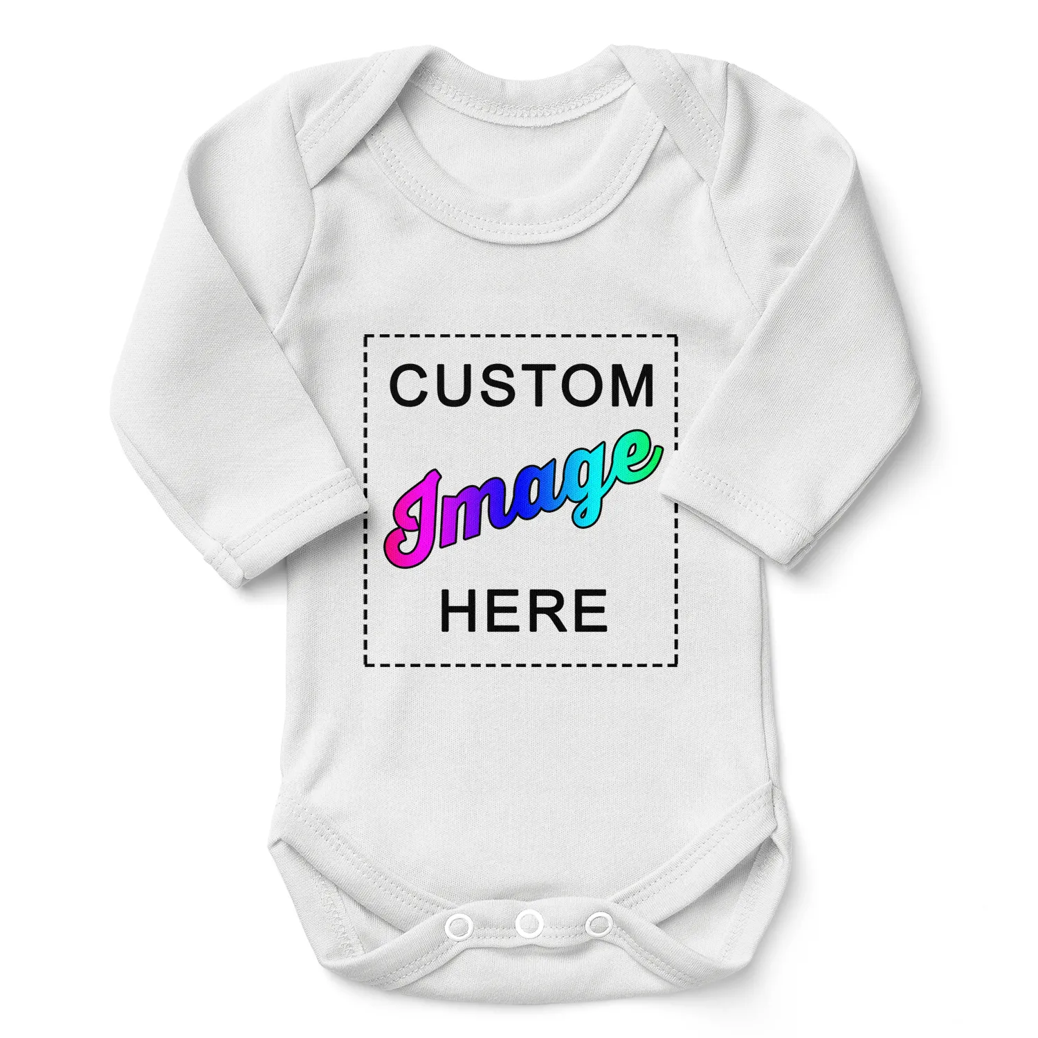 [Custom Image] Organic Baby Bodysuit (White / Long Sleeve)