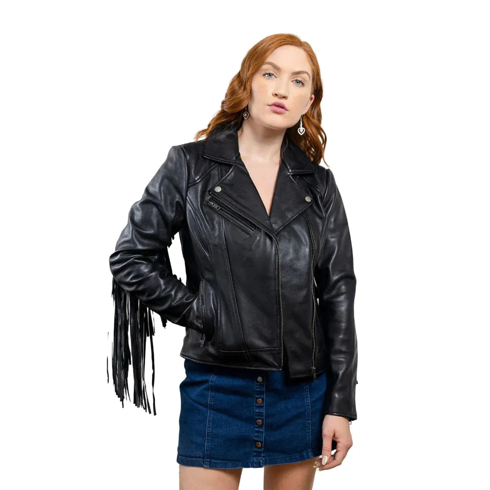 Daisy Womens Fashion Leather Jacket Black