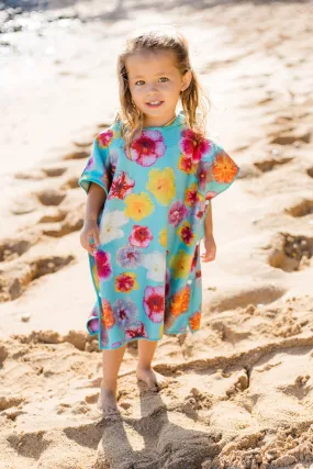 Designed on Maui - REVERSIBLE Hibiscus Floral with Shells on reverse side Hooded Towel Poncho