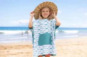 Designed on Maui - REVERSIBLE Tahiti Reef Sharks Hooded Towel Poncho