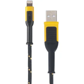 DeWALT 131 1359 DW2 Charger Cable, iOS, USB, Kevlar Fiber Sheath, Black/Yellow Sheath, 4 ft L