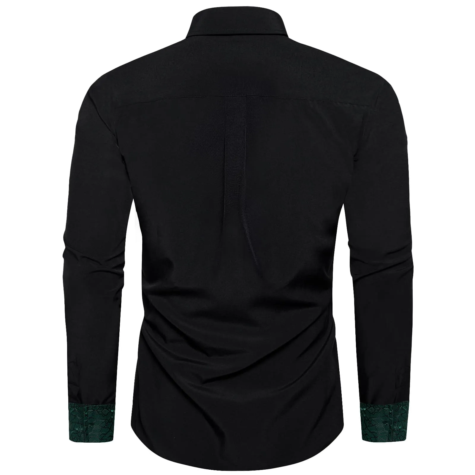 DiBanGu Mens Dress Shirt Black Solid Green Geometric Splicing Button Down Shirt